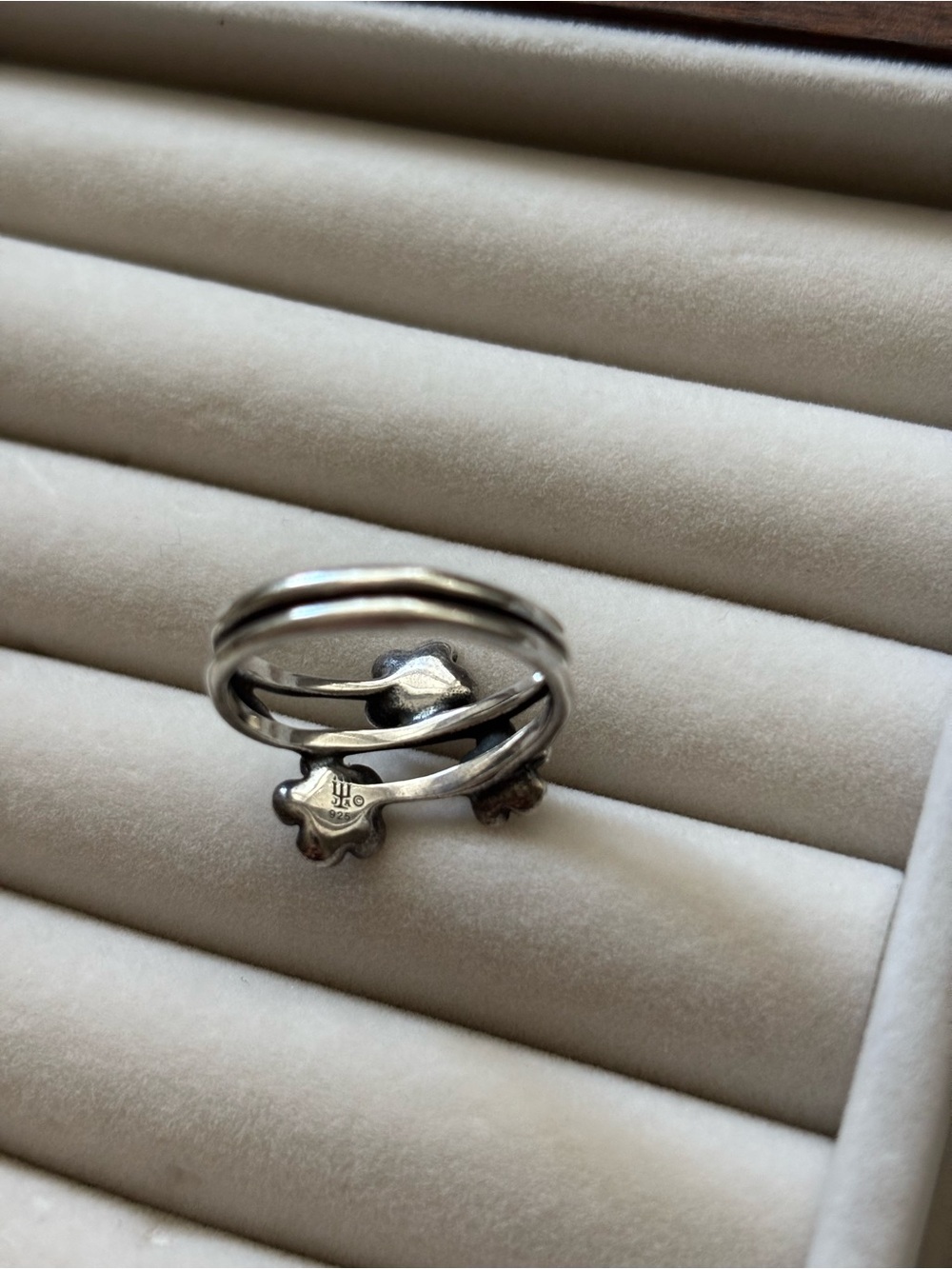 RARE RETIRED James Avery Sterling Silver Floral Matching Ring & Earring Set - Picture 9 of 10